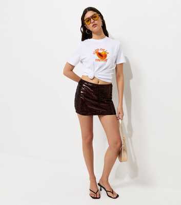 White Cotton Papaya Print Relaxed Fit T-Shirt