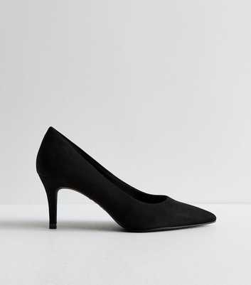 Black Faux Suede Court Shoes