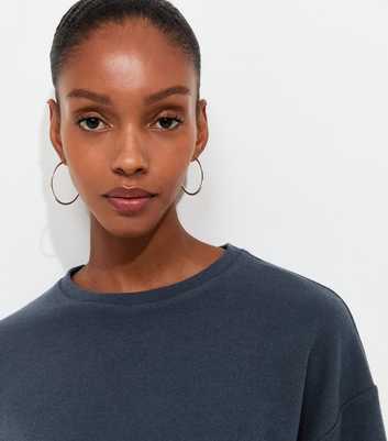 Navy Cotton Rich Soft Touch Bubble Hem Top