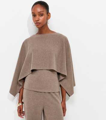 Dark Mink Soft Touch Layered Cape Top