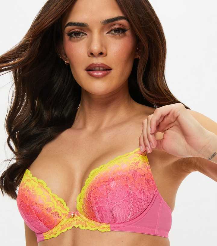 Ann Summers Pink Sexy Lace Ombre Padded Plunge Bra