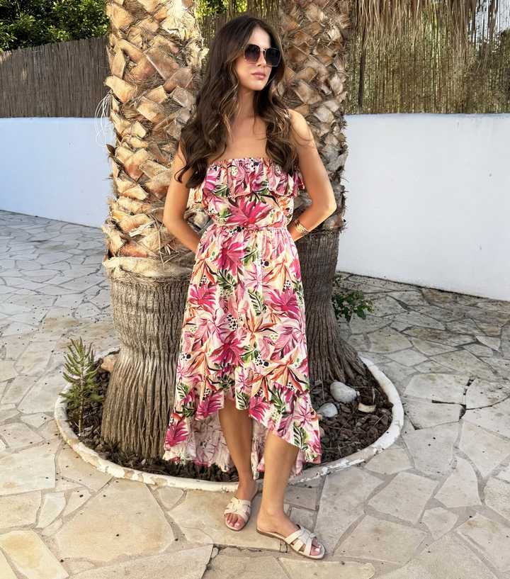 AX Paris Multicoloured Tropical Floral Bandeau Midi Dress