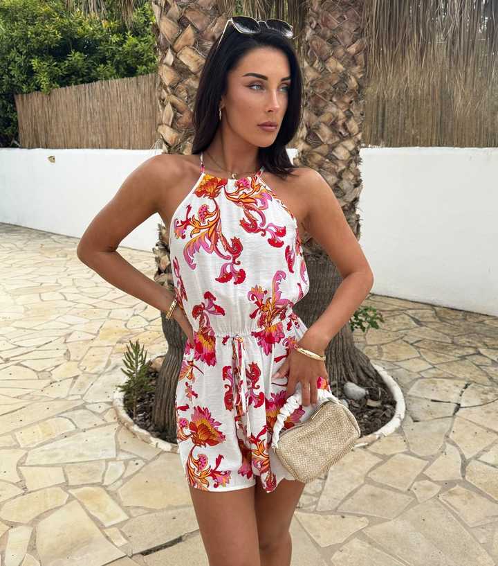AX Paris Multicoloured Floral Drawstring Playsuit