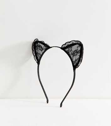 Black Lace Cat Ears Headband