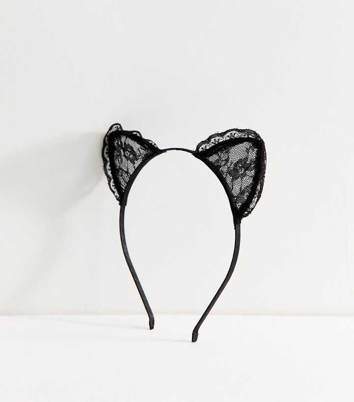Black Lace Cat Ears Headband