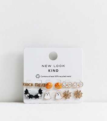 Gold Tone Pack of 6 Halloween Stud Earrings