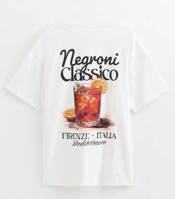 White Cotton Regular Fit Negroni Graphic Print T-Shirt