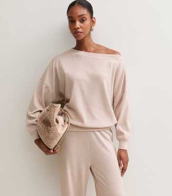 Oatmeal Soft Touch Slash Neck Top