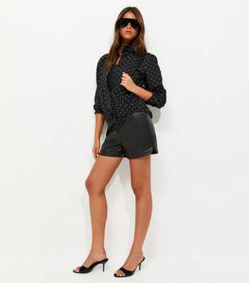 Black Spot Print High Funnel Neck Shirt