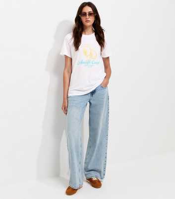 White Amalfi Coast Lemon Print Crew Neck T-Shirt