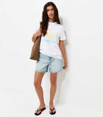 White Amalfi Coast Lemon Print Crew Neck T-Shirt
