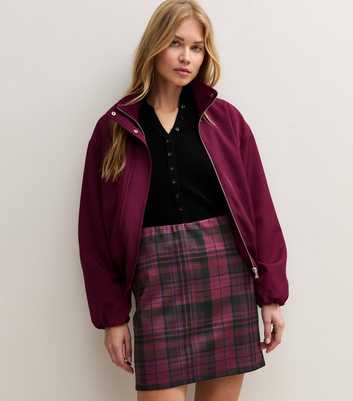 Red Checked Jacquard Tube Mini Skirt