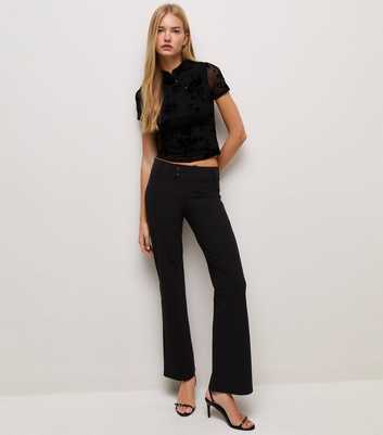 Black Low Rise Flared Trousers