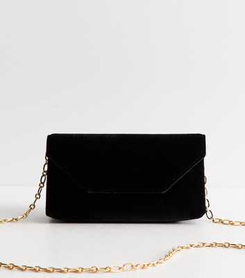 Black Velvet Envelope Clutch Bag