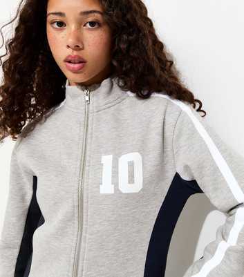 Girls Grey Zip Through Funnel Neck Sweatshirt