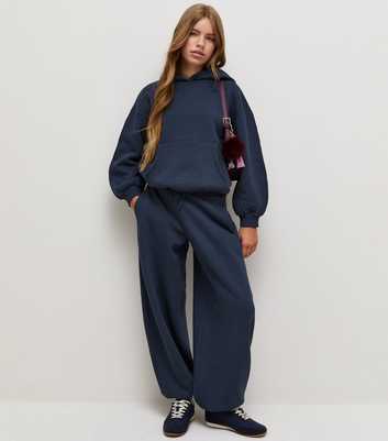 Girls Navy Cotton Rich Slouchy Fit Joggers