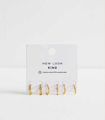 Pack of 3 Gold Tone Mini Twist Hoop Earrings