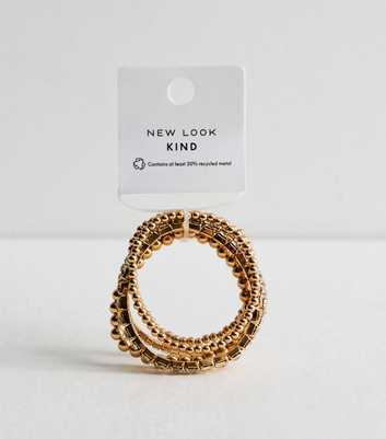 Gold Tone Pack of 5 Diamante and Bead Stretch Bracelets
