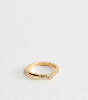 Gold Tone Diamant?� Wishbone Chevron Ring