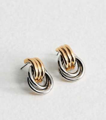Mixed Metal Doorknocker Knot Stud Earrings