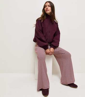 Petite Red Striped Jersey Wide Leg Trousers
