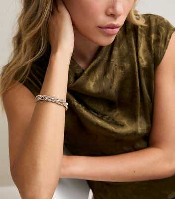 Gold Tone Plaited Diamante Bracelet