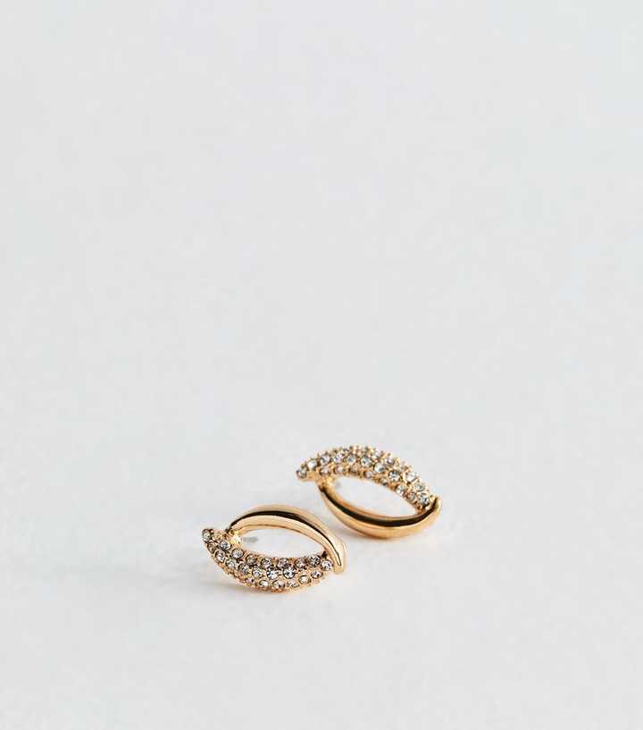 Gold Tone Diamant?� Open Oval Stud Earrings
