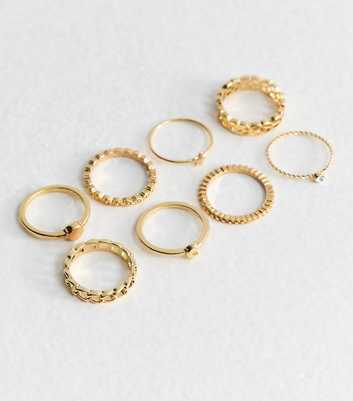 Pack of 8 Gold Tone Bright Ring Stack