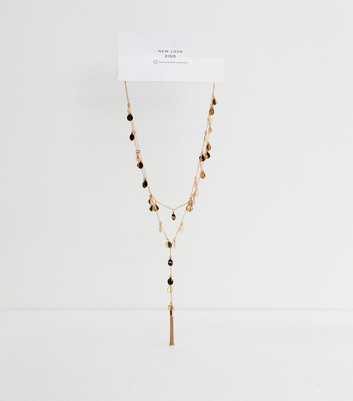 Gold Tone 2 Layer Long Tassle Necklace