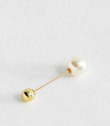 Gold Tone Ball and Faux Pearl Pin Brooch