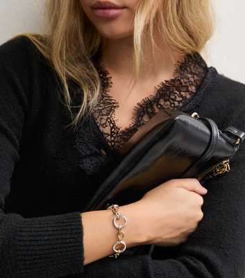 Mixed Metal Oval Link Chain Bracelet