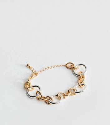 Mixed Metal Oval Link Chain Bracelet