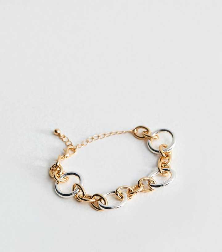 Mixed Metal Oval Link Chain Bracelet