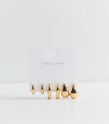 Pack Of 3 Gold Tone Mini Teardrop Stud Earrings