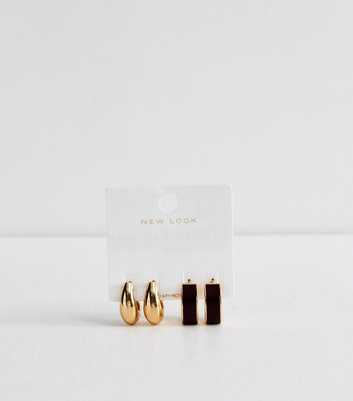 Pack of 2 Teardrop and Croc Embossed Hoop Earrings
