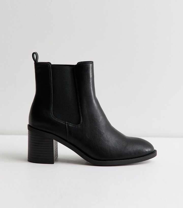 Wide Fit Black Block Heel Chelsea Ankle Boots