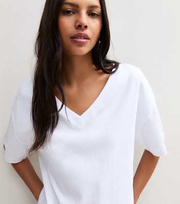 White Premium Heavyweight Cotton V-Neck T-Shirt
