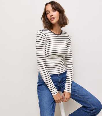 Brown Cotton Rich Striped Ringer Long Sleeve T-Shirt