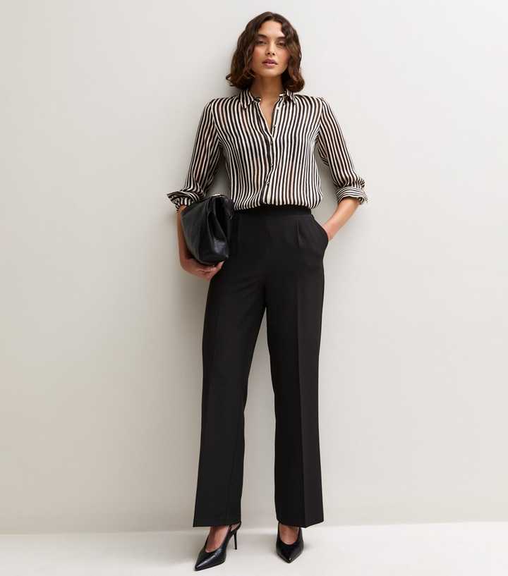 Tall Black Woven Wide Leg Trousers