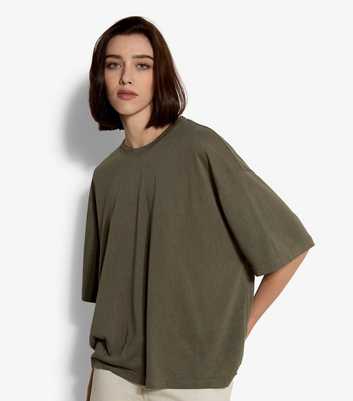 Apricot Dark Khaki Oversized Crew Neck T-Shirt