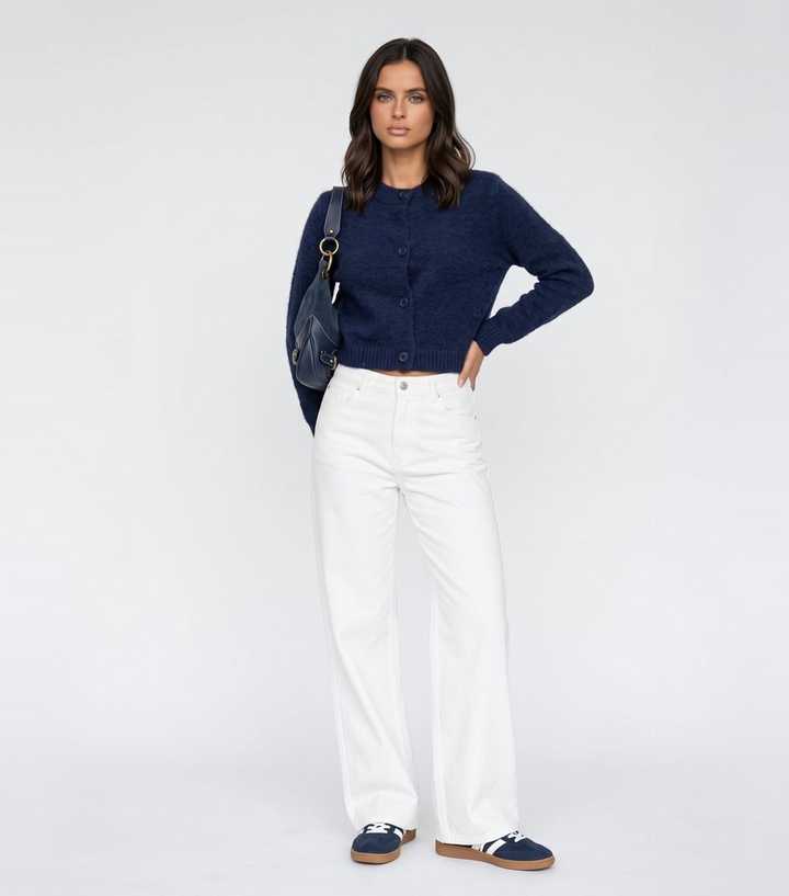 Urban Bliss Navy Knitted Cropped Cardigan