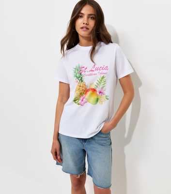 White Cotton St Lucia Short Sleeve T-Shirt
