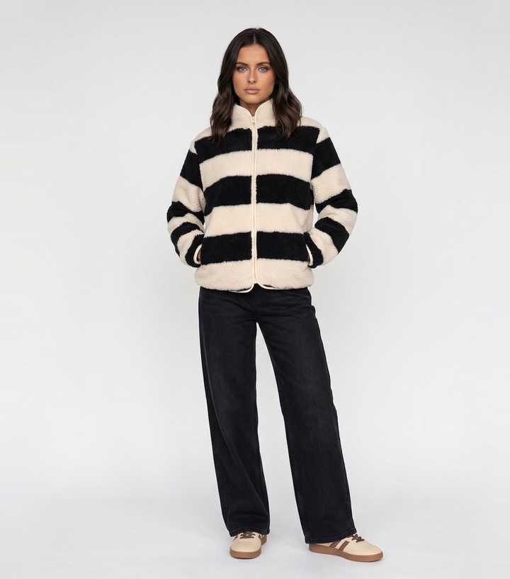 Urban Bliss Black Fleece Striped Jacket