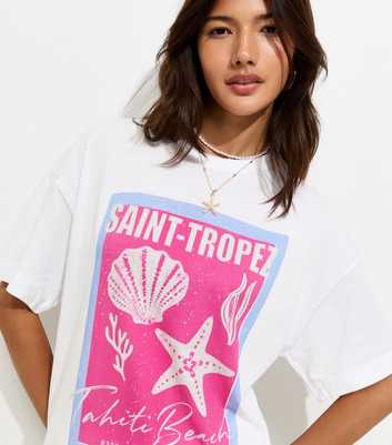 White Cotton St Tropez Oversized T-Shirt