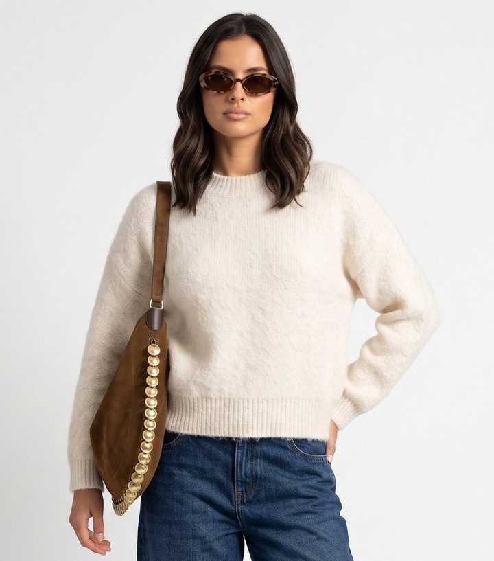 Urban Bliss Cream Knitted Crew Neck Jumper