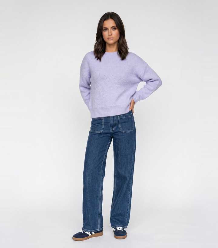 Urban Bliss Lilac Knitted Crew Neck Jumper