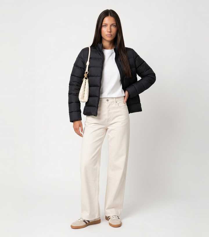 Urban Bliss Black High Neck Lightweight Puffer Jacket