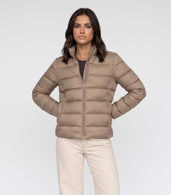 Urban Bliss Light Brown High Neck Lightweight Puffer Jacket