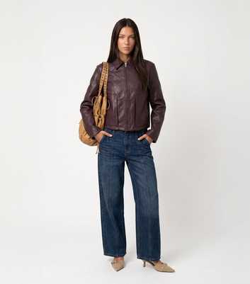 Urban Bliss Dark Burgundy Collared Faux Leather Jacket