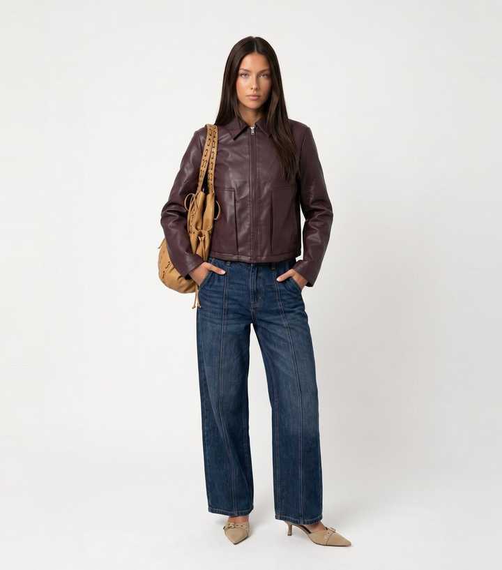 Urban Bliss Dark Burgundy Collared Faux Leather Jacket